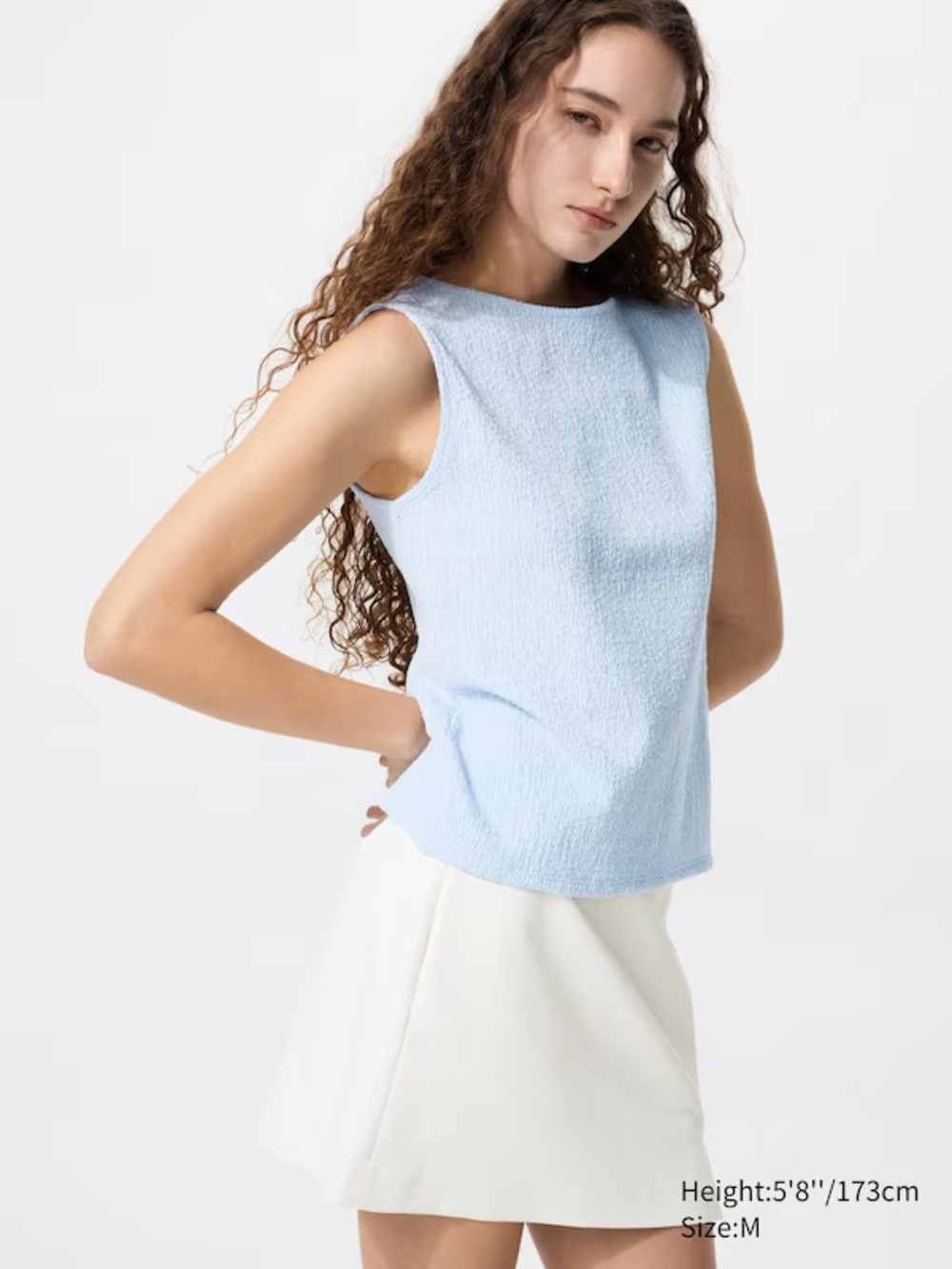 Uniqlo Light Blue Textured Sleeveless Tank Top